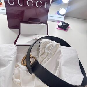 Brand new Authentic Gucci Marmont Black Leather Belt with box and bags